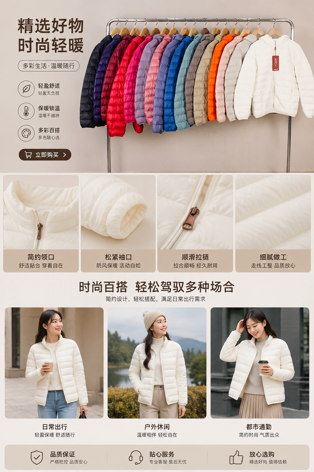 Colorful down jacket for women, 50 down style, white duck down, light and windproof winter commuting hooded coat pic 1