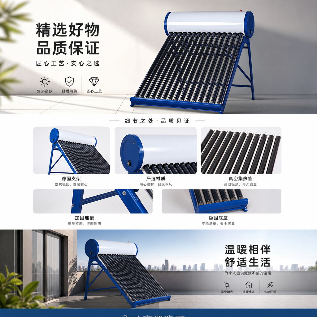 太阳能热水器家用真空管式防冻保温节能型详情1