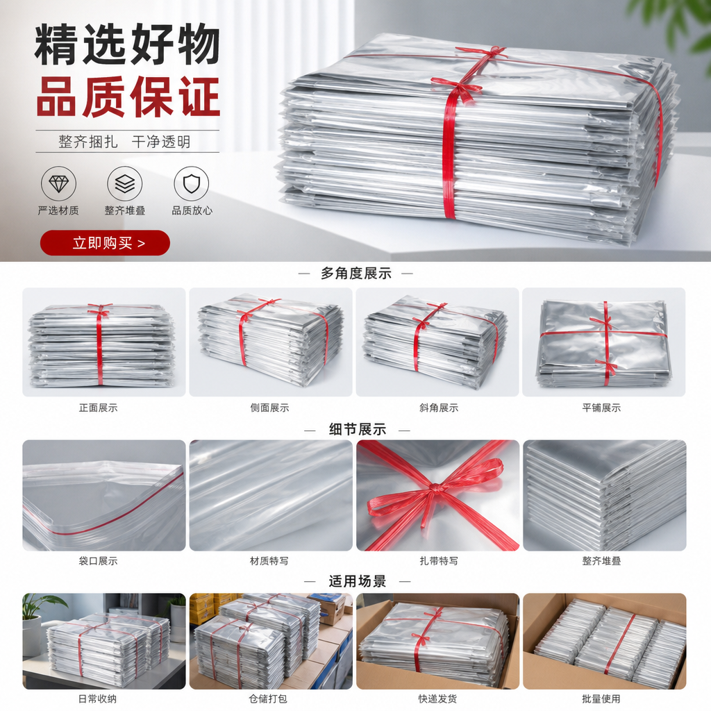 Thickened transparent plastic bag, tear-resistant, food-grade sealed preservation bag, household storage and organization bag pic 1