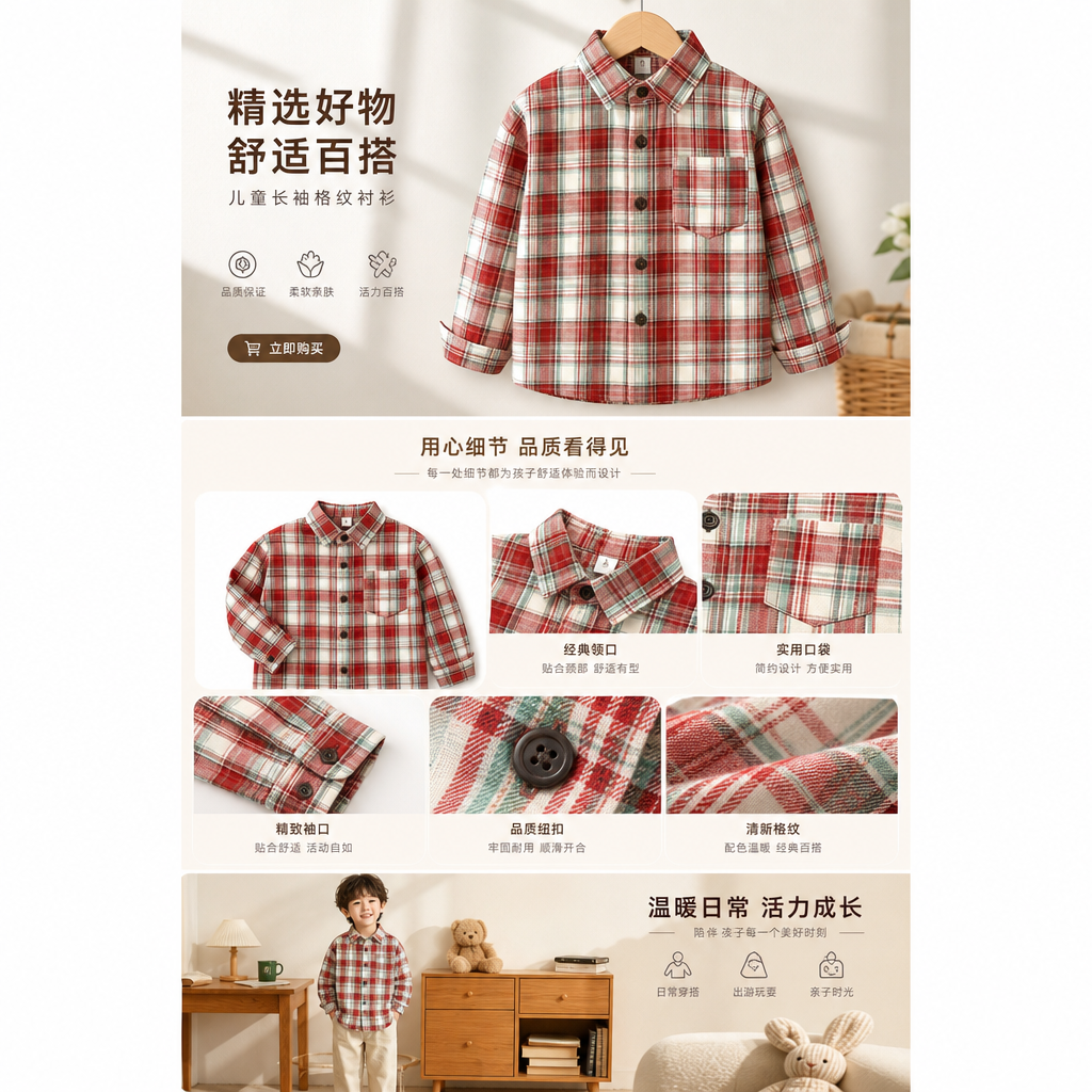 Children's checked shirt, men's long-sleeved pure cotton casual shirt, spring and autumn new style children's clothing, children's clothing, children's clothing pic 1