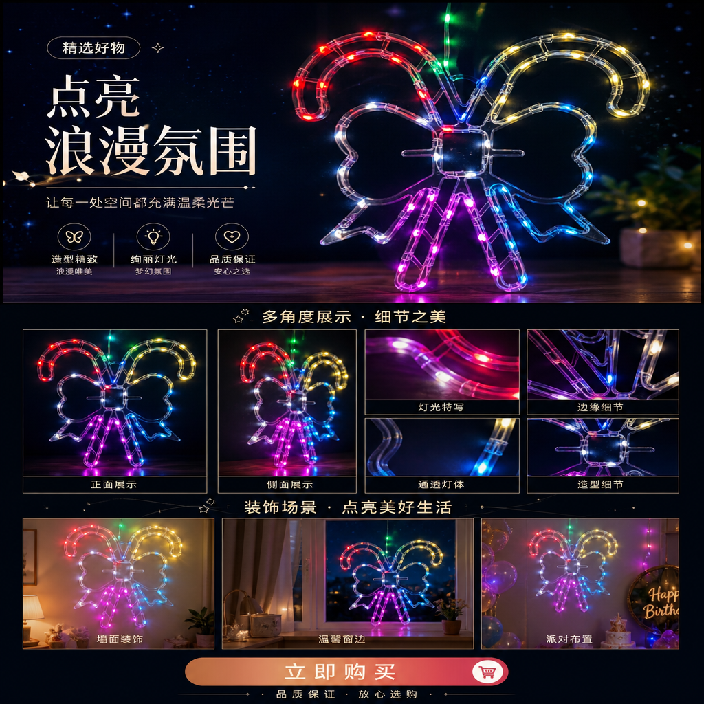 Colorful LED bow lighting and decorative items for festive atmosphere home decoration pic 1
