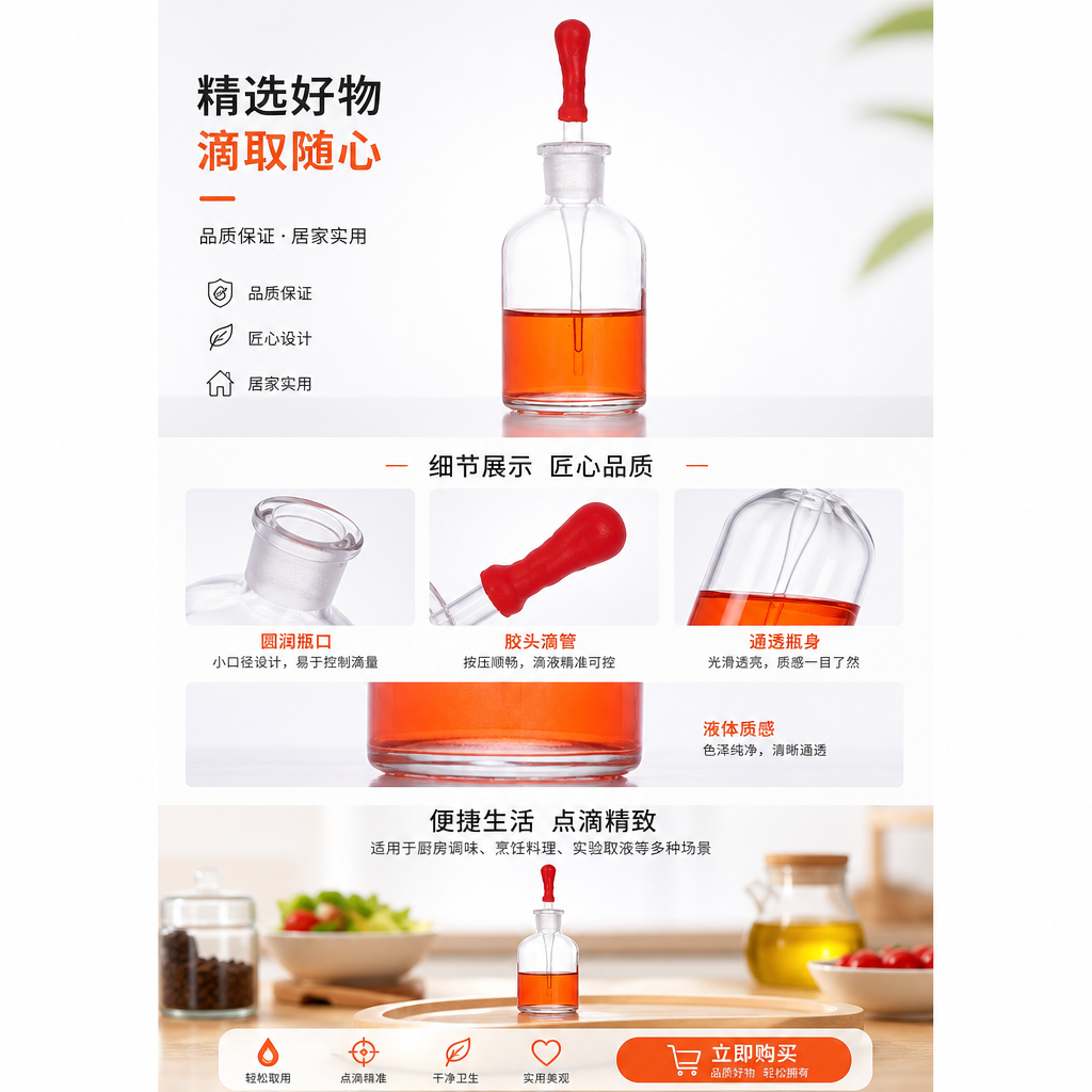 透明玻璃瓶 家居收纳瓶 防尘密封罐 厨房浴室置物罐详情1