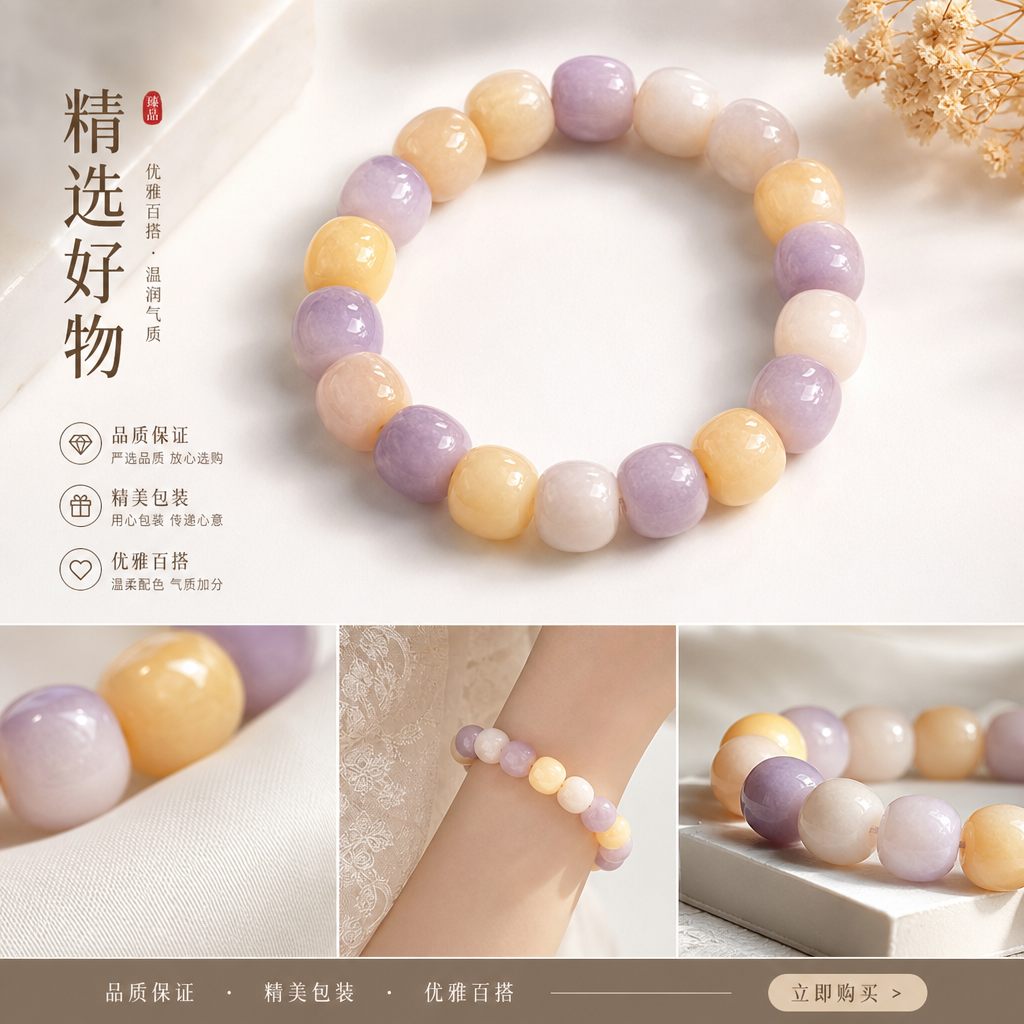彩色珠子手链 多彩圆润串珠饰品 男女通用时尚配饰详情1