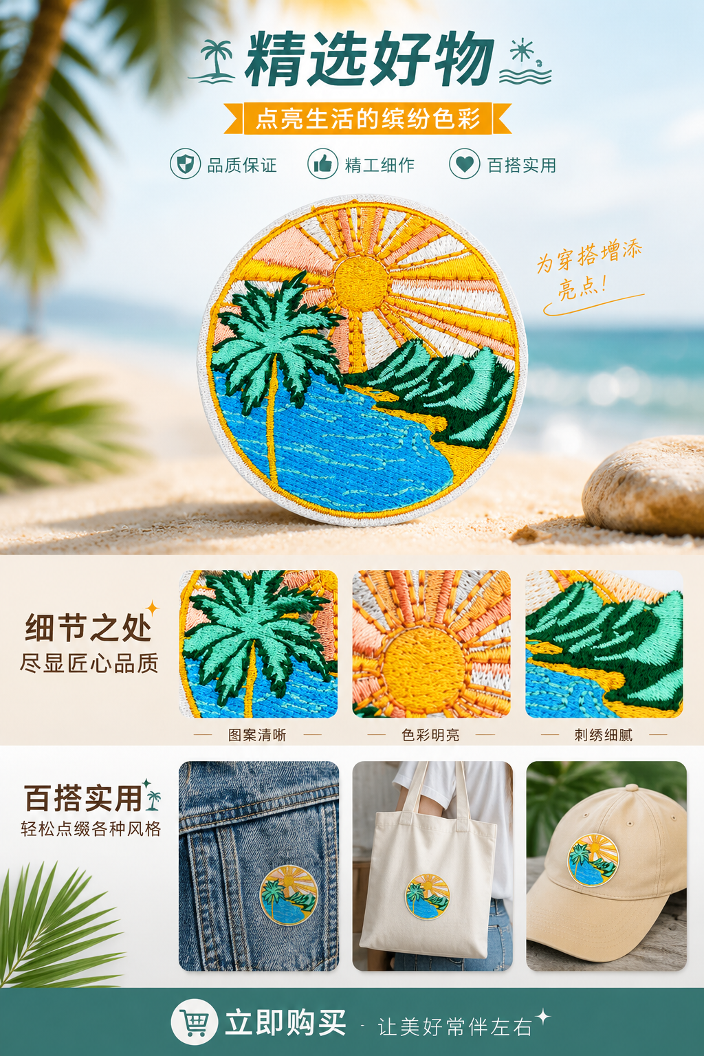 夏威夷系列刺绣布贴儿童服装配饰补丁贴现货详情1