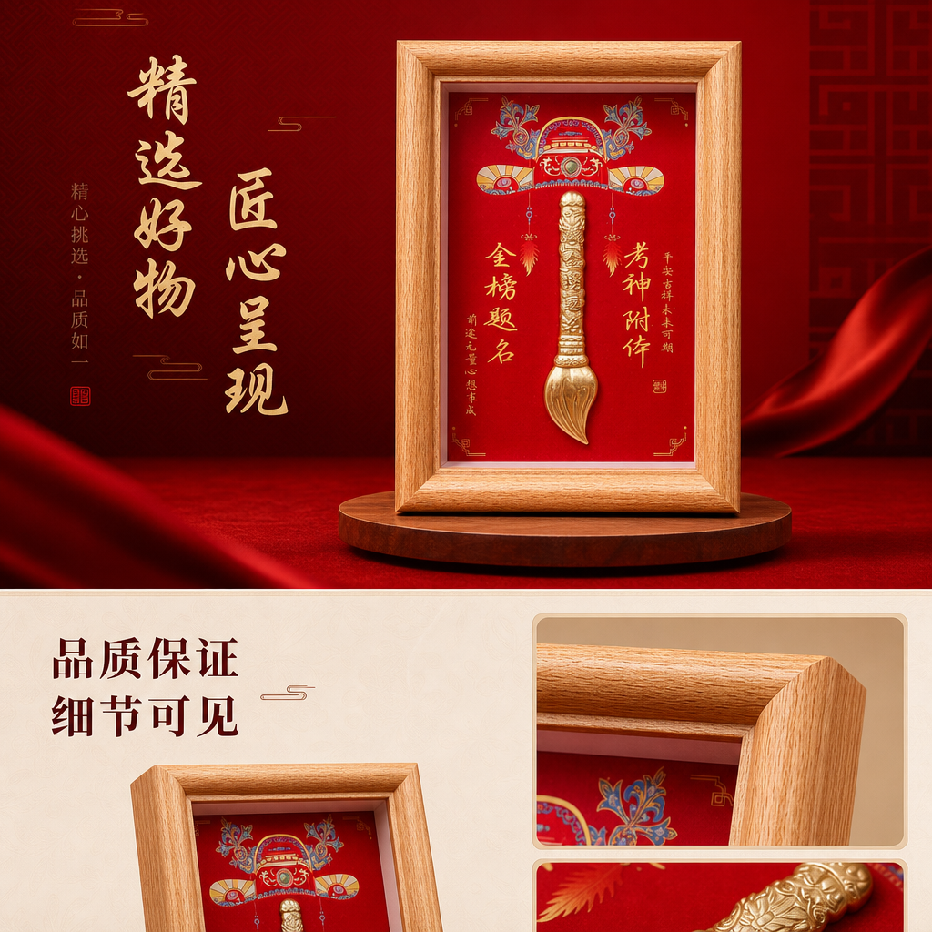 金色如意勺装饰品 家居摆件新中式风水招财勺详情1