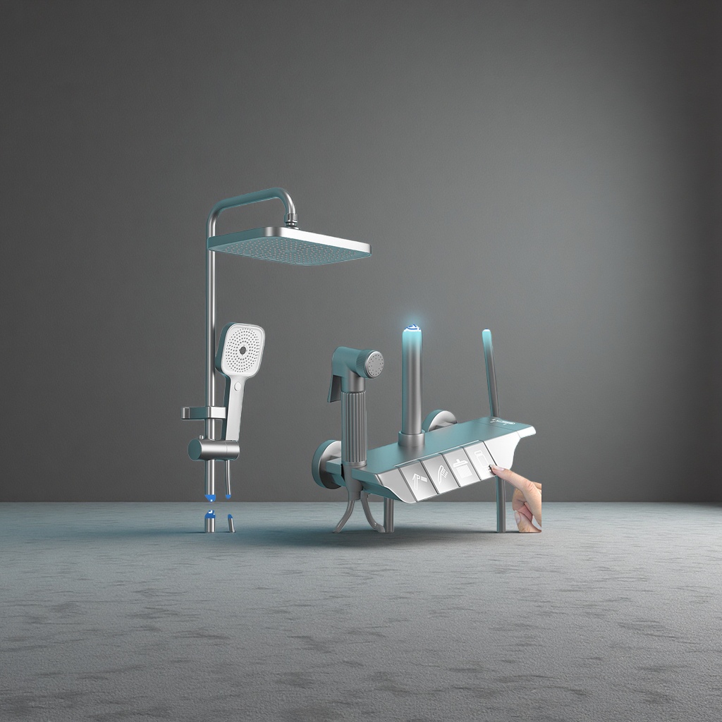 Shower head device set: constant-temperature anti-scald water-saving pressure-increasing shower head
