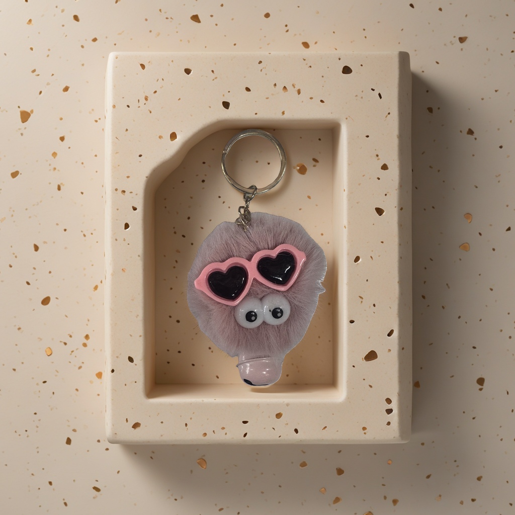 Pink plush keychain, cute pendant, car bag, gift for girls
