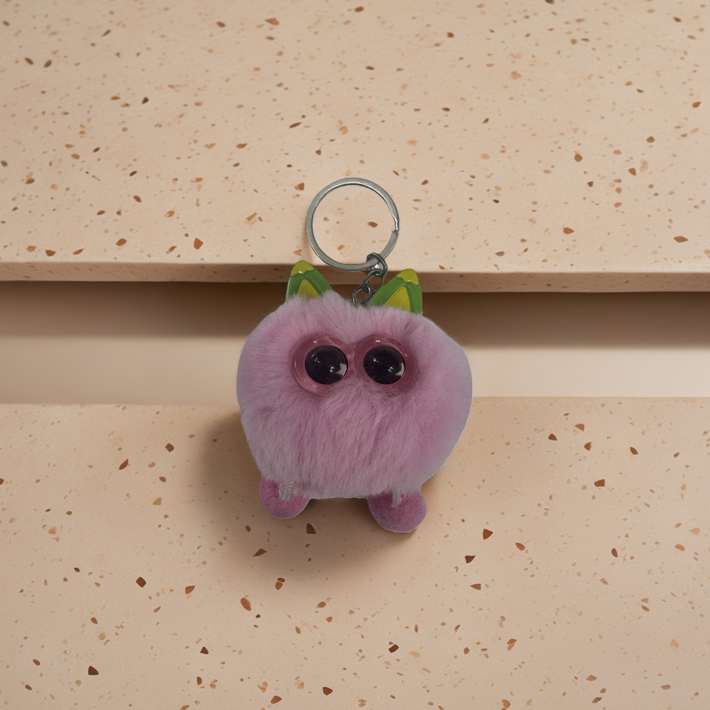 Pink plush toy keychain, cute and soft pendant, car bag decoration details Picture