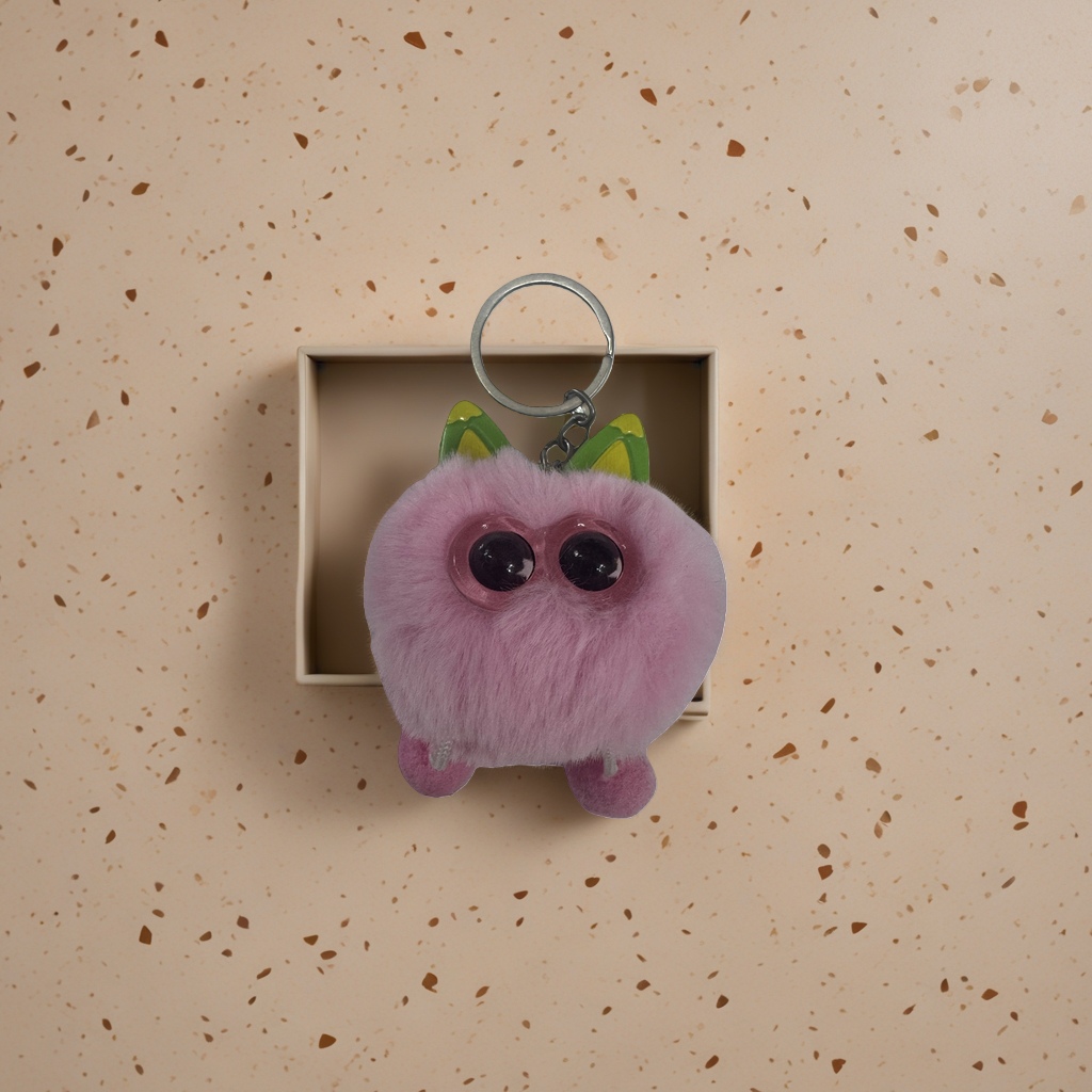 Pink plush toy keychain, cute and soft pendant, car bag decoration