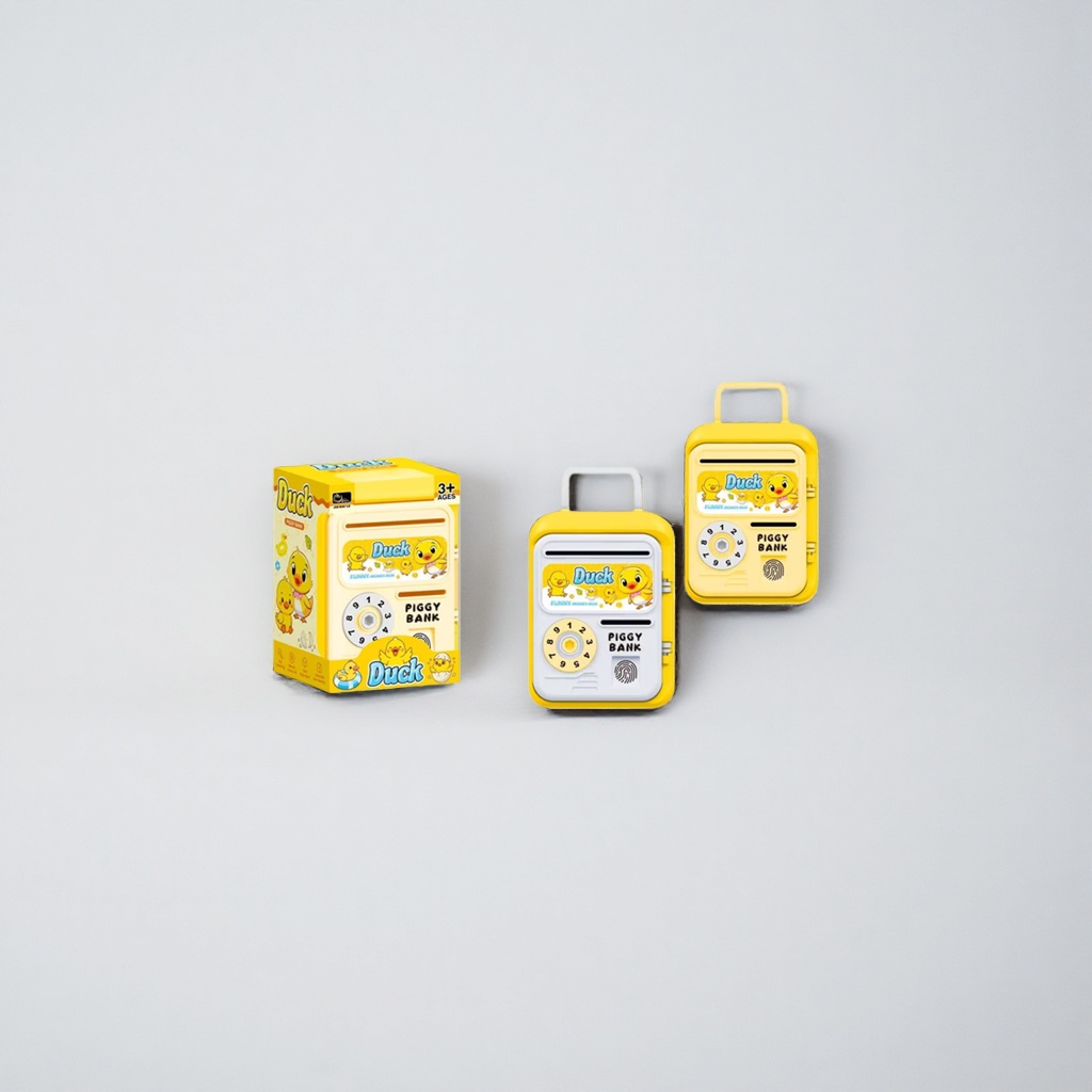Yellow duckling electronic password children's toy piggy bank, cute cartoon piggy bank details Picture