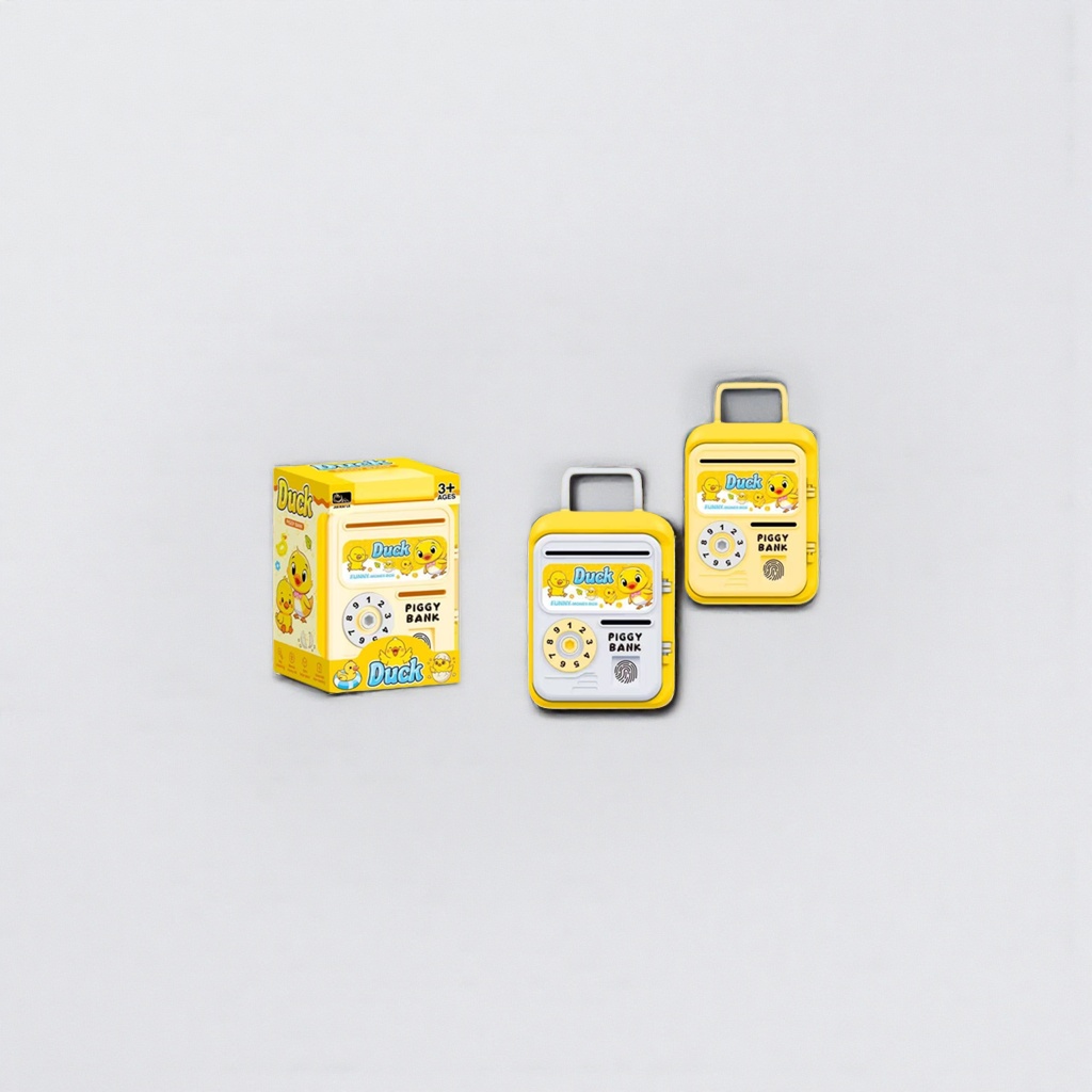 Yellow duckling electronic password children's toy piggy bank, cute cartoon piggy bank