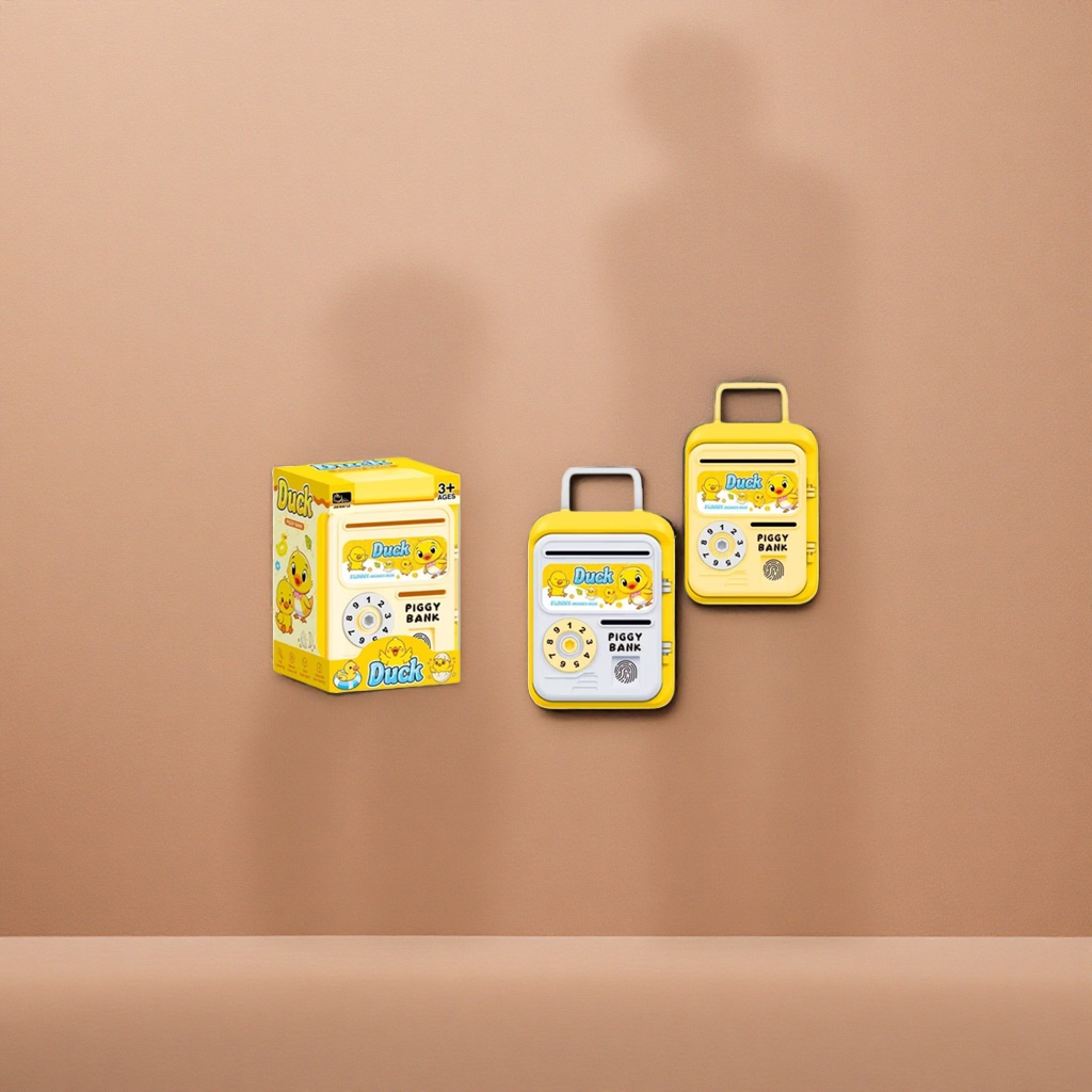 Yellow duckling electronic password children's toy piggy bank, cute cartoon piggy bank Specification image
