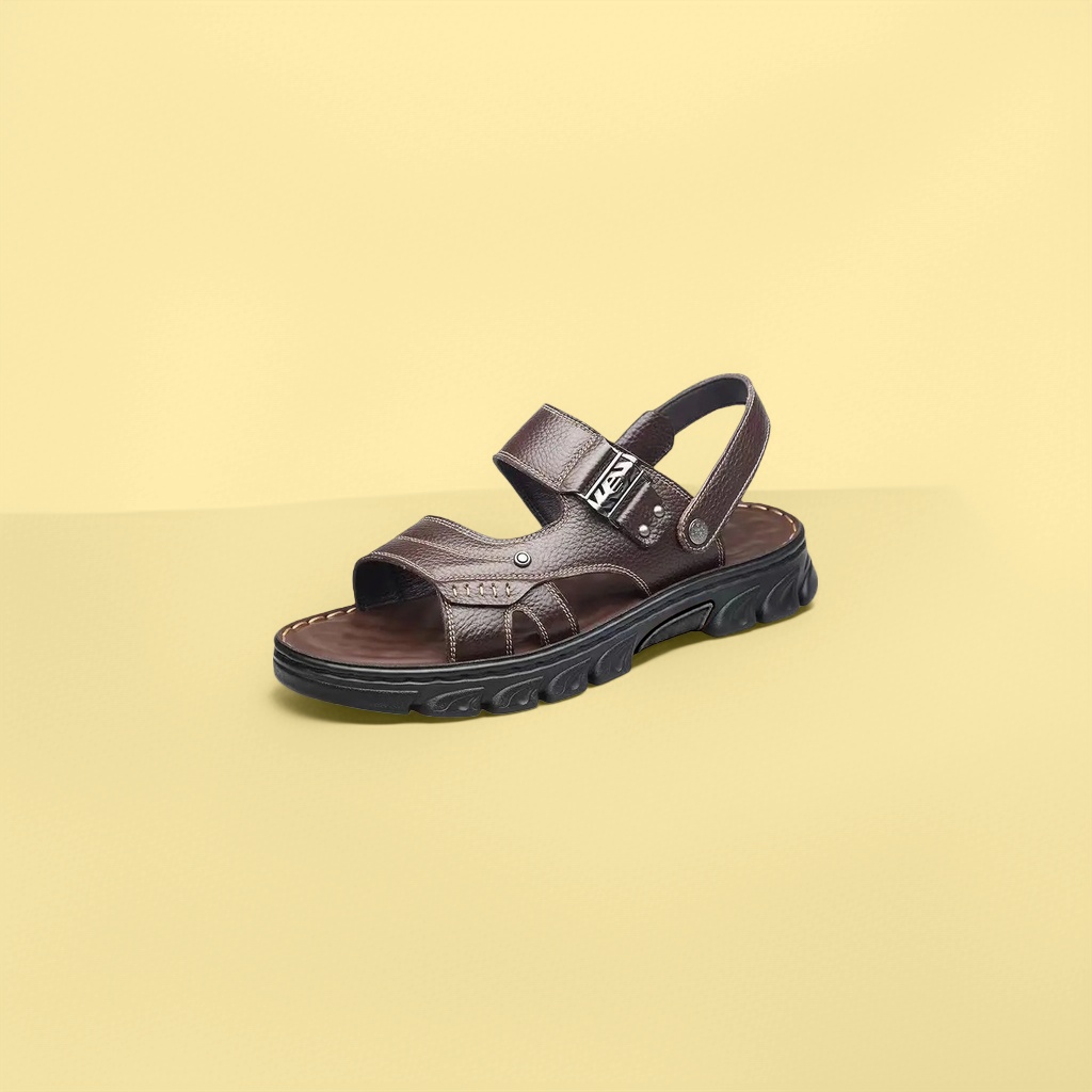 Brown leather sandals are breathable and anti-slip flat casual shoes for women in summer Item Picture