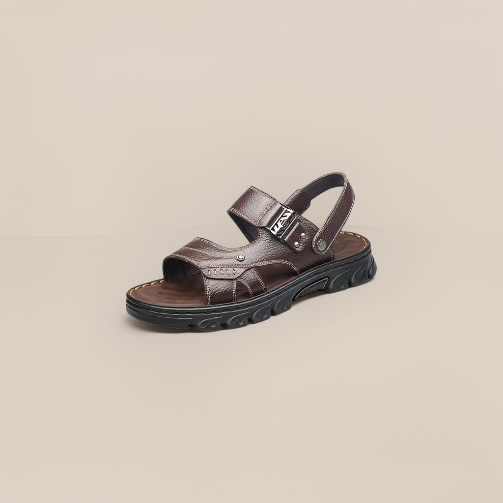 Brown leather sandals are breathable and anti-slip flat casual shoes for women in summer Specification image