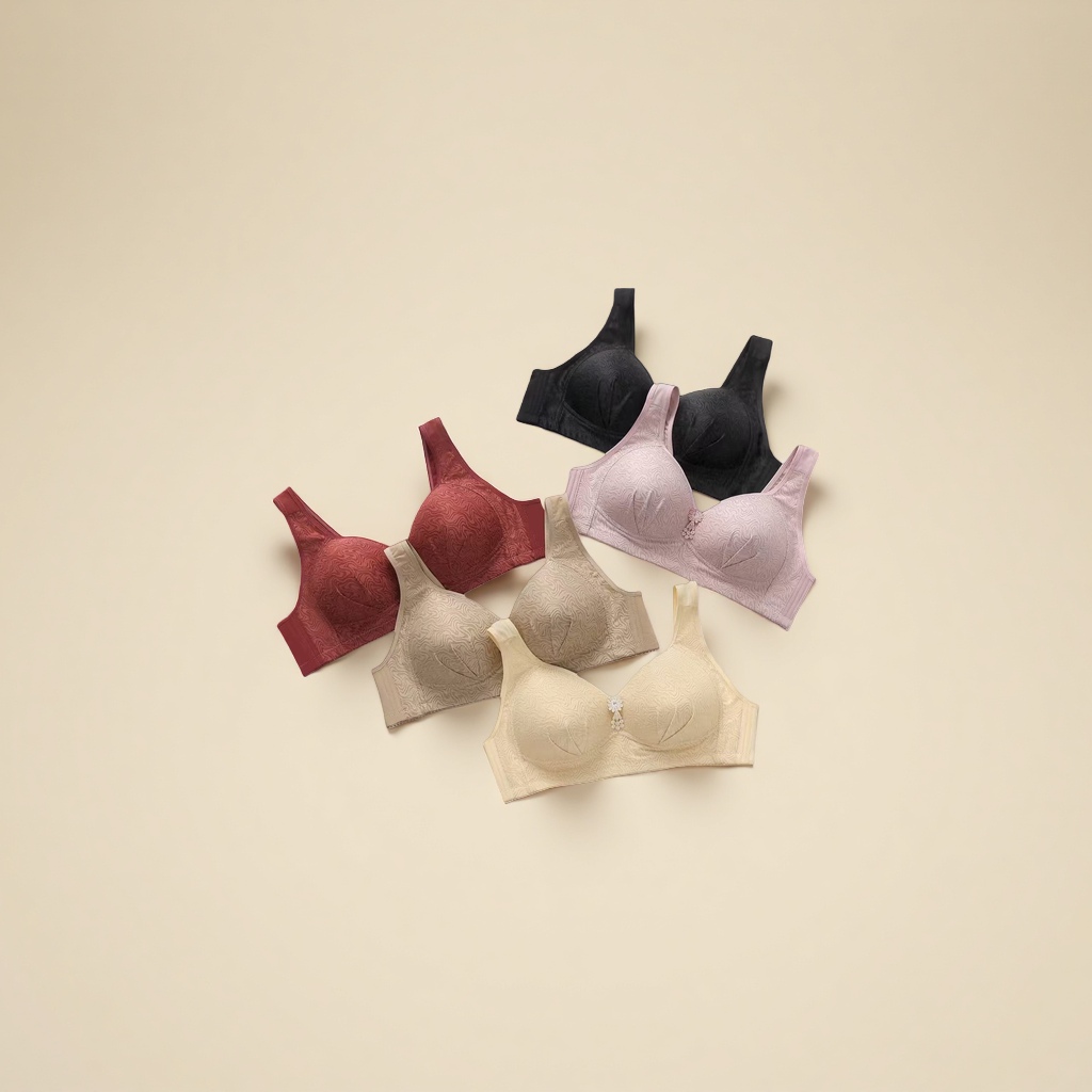 Five multi-color bras, black brick red khaki bean paste skin tone, export bras and underwear details Picture