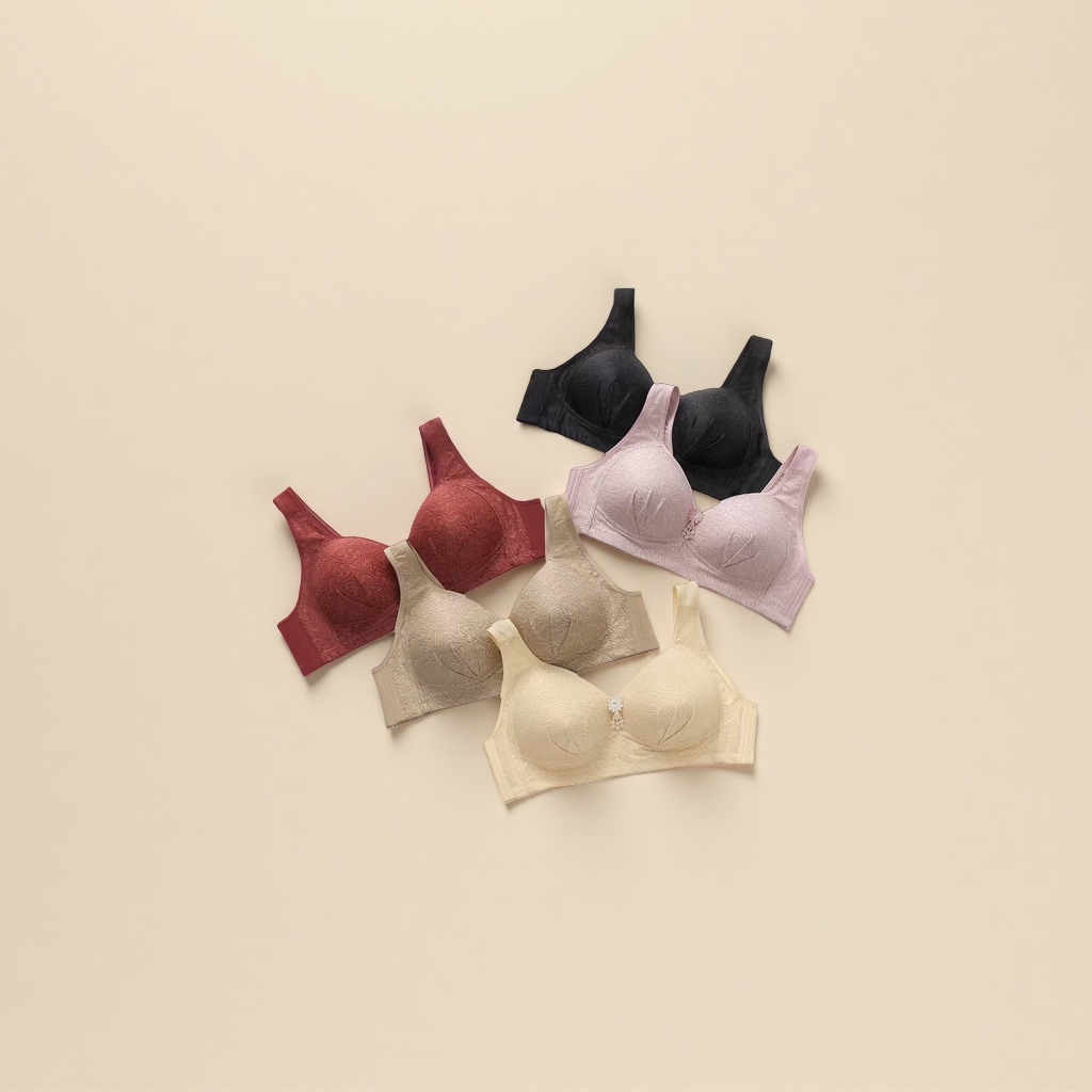 Five multi-color bras, black brick red khaki bean paste skin tone, export bras and underwear Specification image