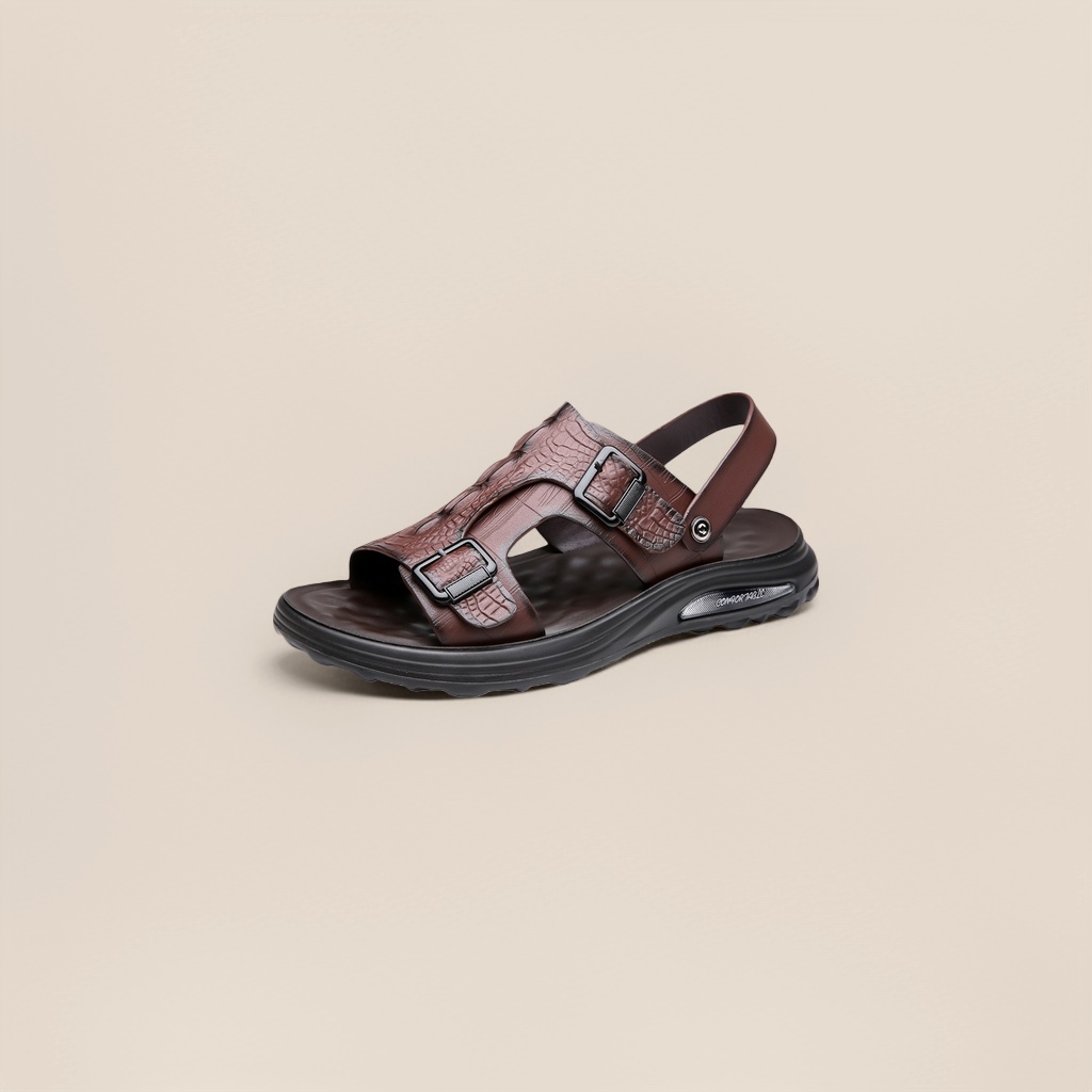 The brown leather sandals are fashionable, versatile, comfortable and breathable for men Specification image