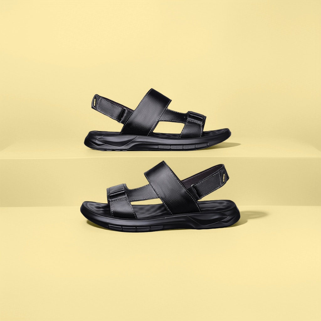 Men's genuine leather fashion sandals, men's leather sandals details Picture