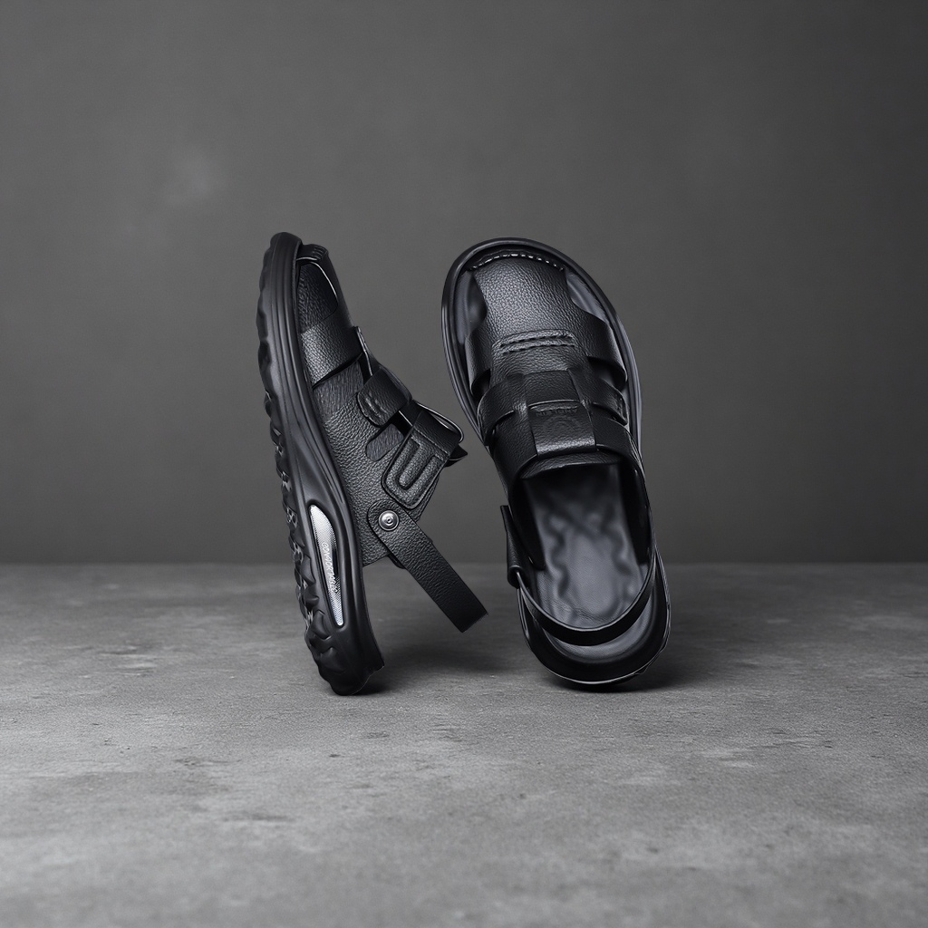 New black sandals for summer, simple and versatile flat sandals Application Scenario