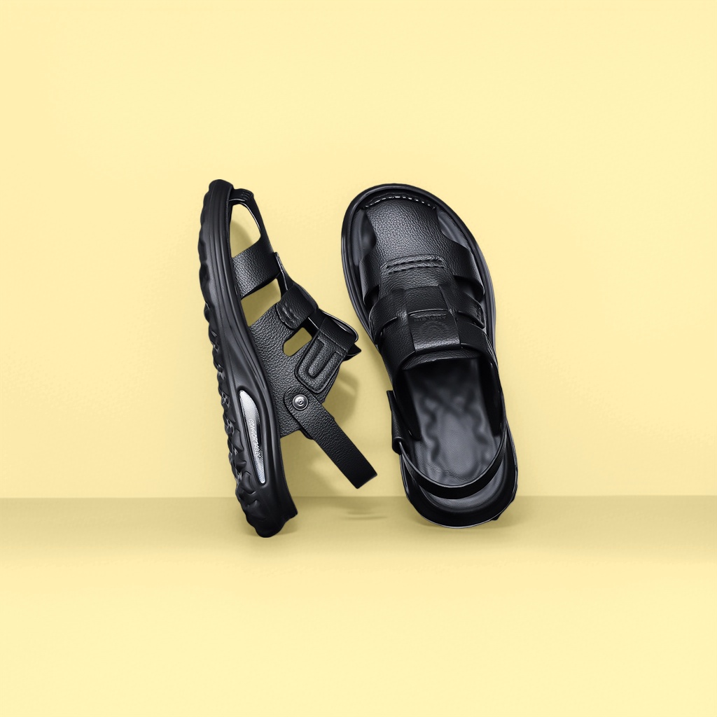 New black sandals for summer, simple and versatile flat sandals details Picture