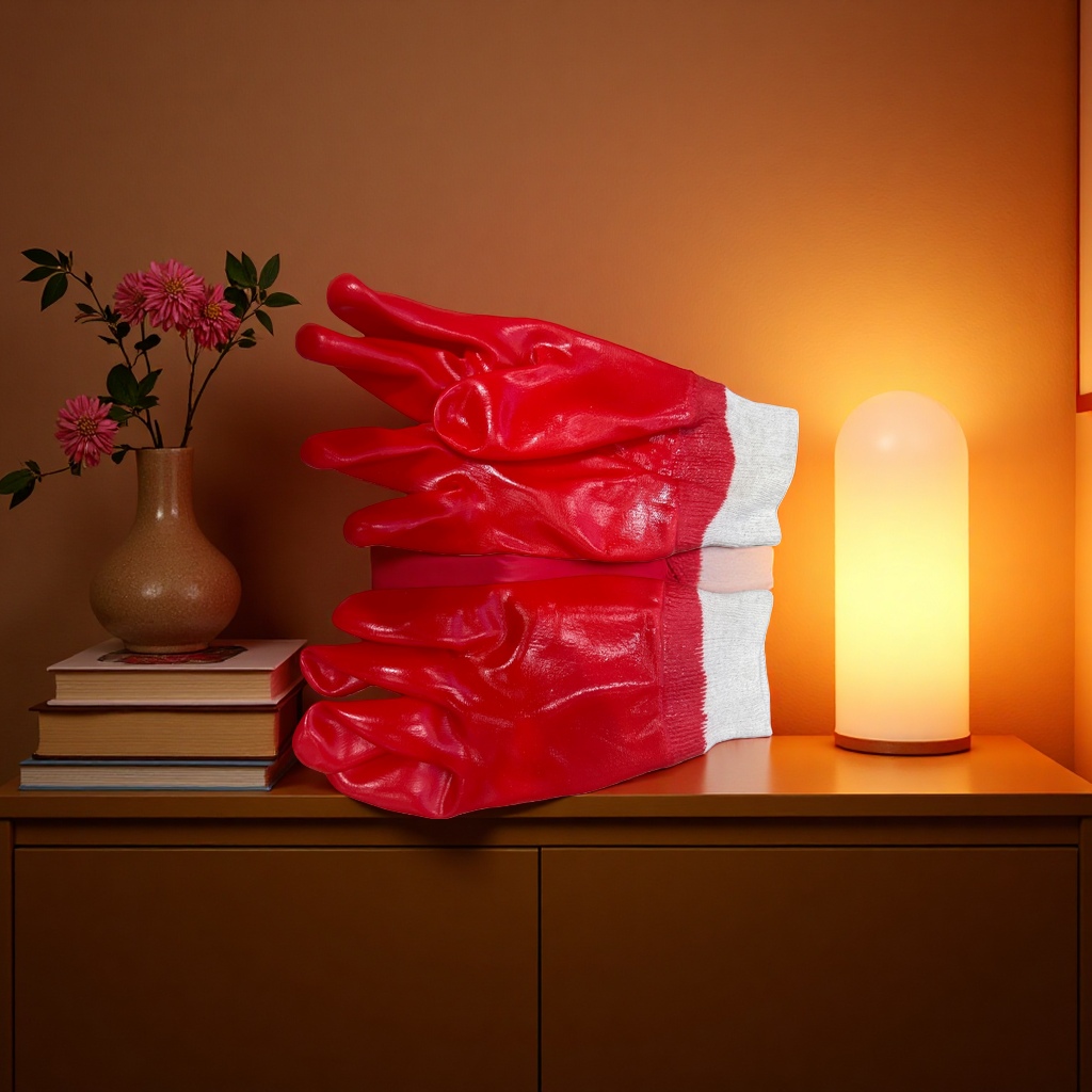 Red rubber gloves, anti-slip, wear-resistant, thickened, labor protection and household cleaning protective gloves