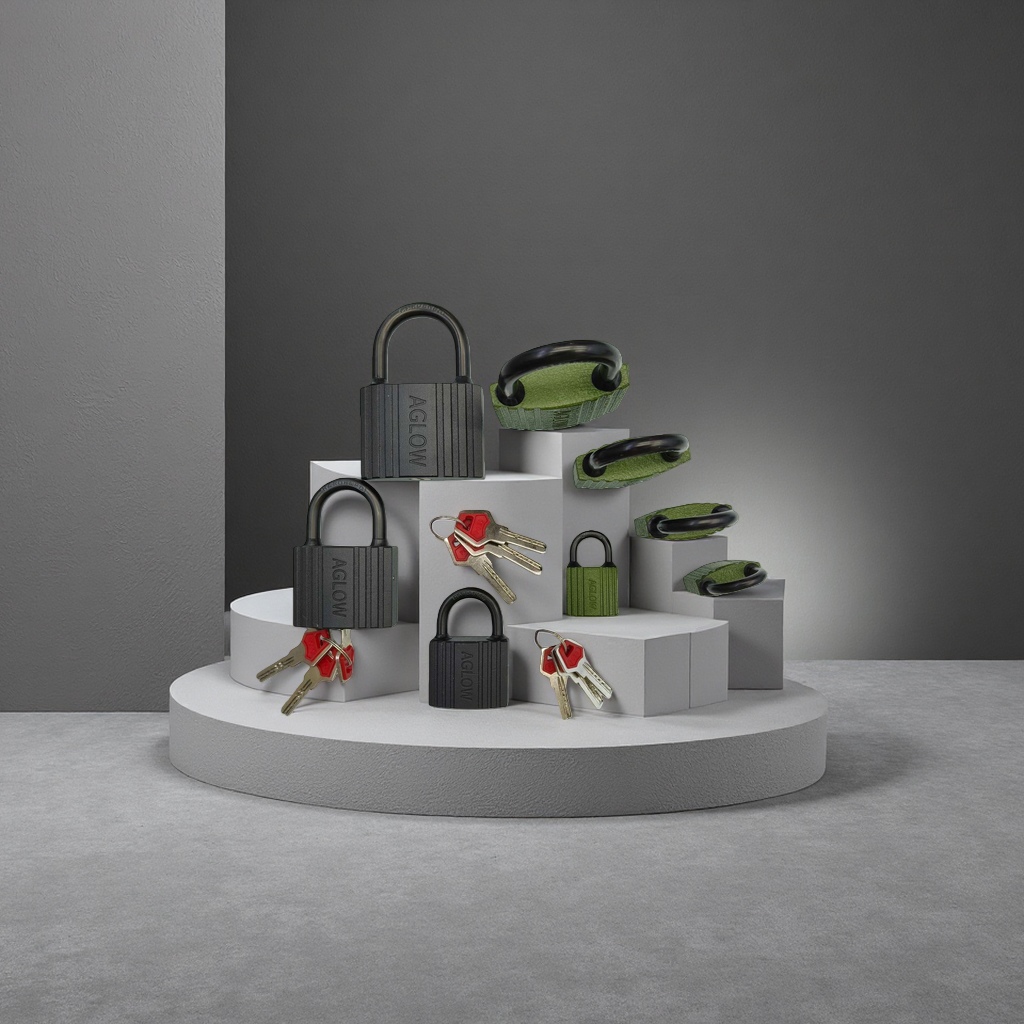 AGLOW green padlock, a series of anti-rust, durable and silent locks for home and office doors and cabinets Specification image