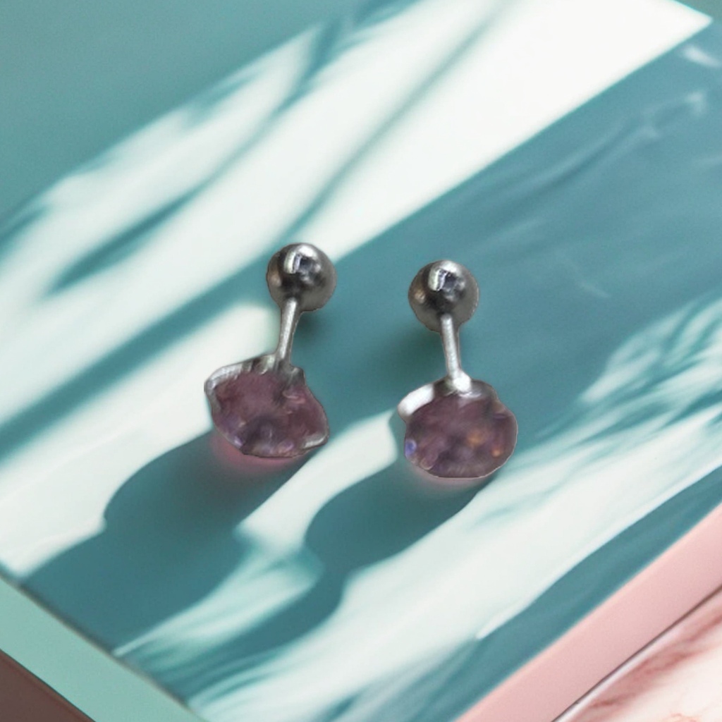 Pink gemstone stud earrings, fashionable and light luxury zircon earrings, versatile stud earrings for ladies details Picture