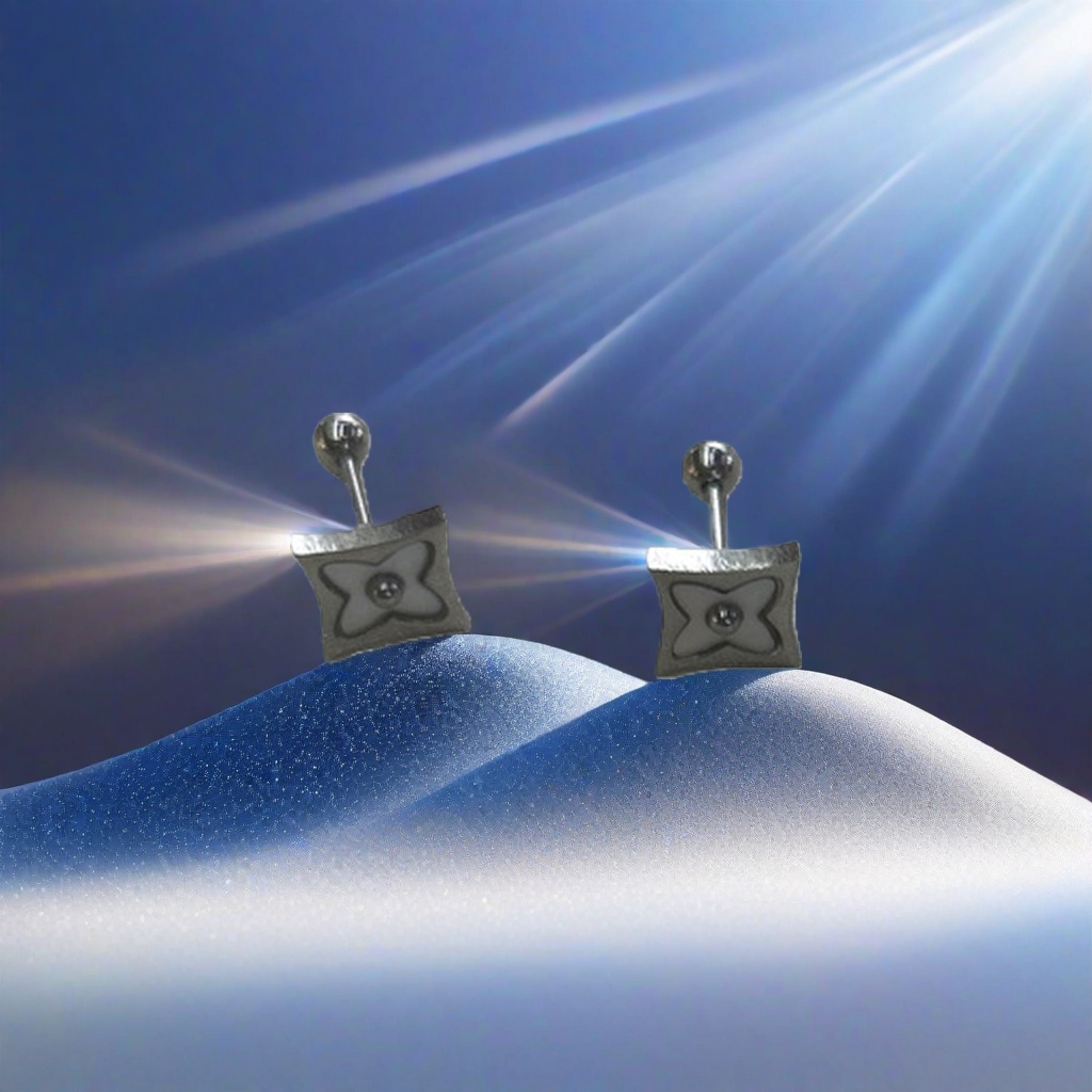 Silver square stud earrings are fashionable, simple and versatile earrings Application Scenario