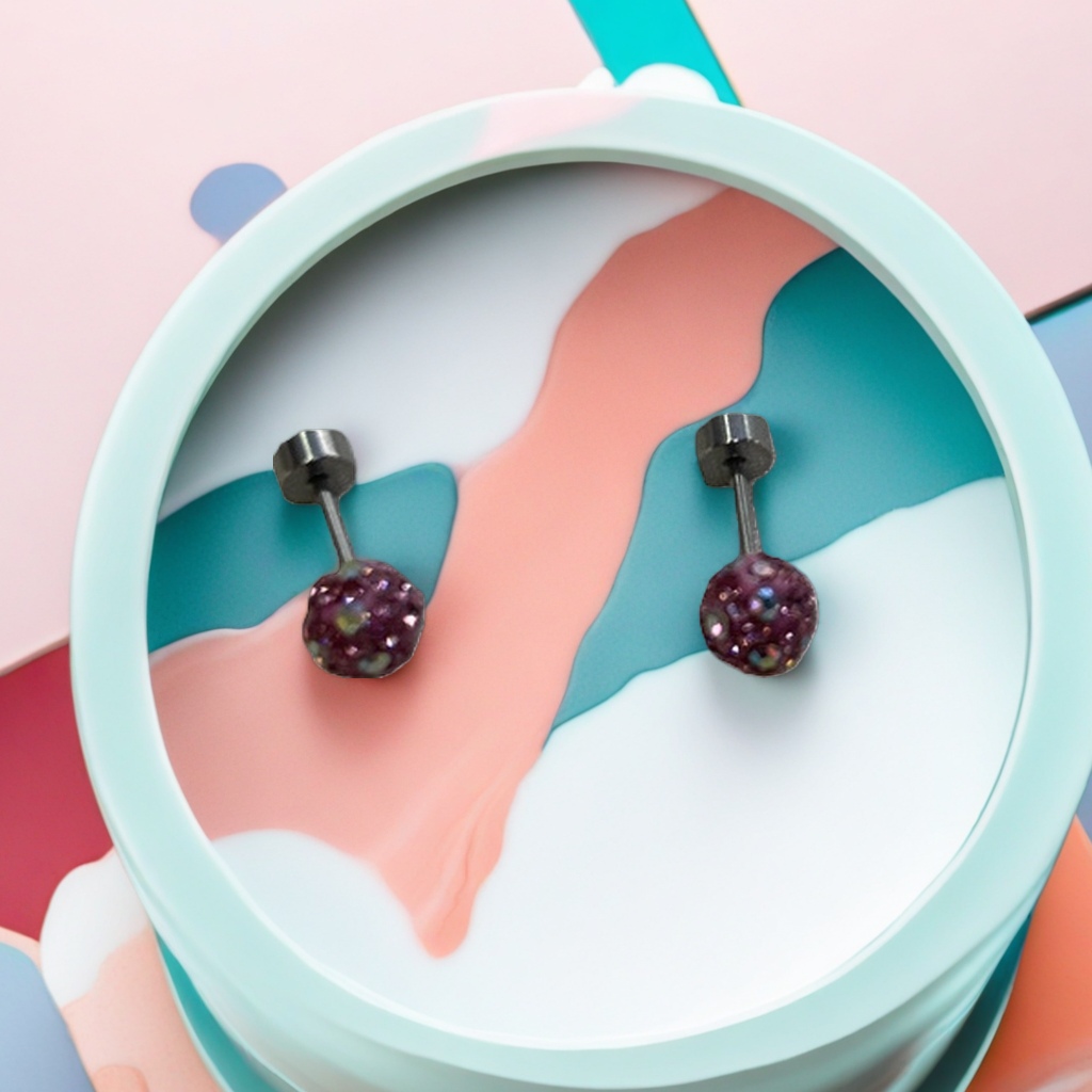 Pink gemstone stud earrings are fashionable, simple and versatile women's earrings details Picture