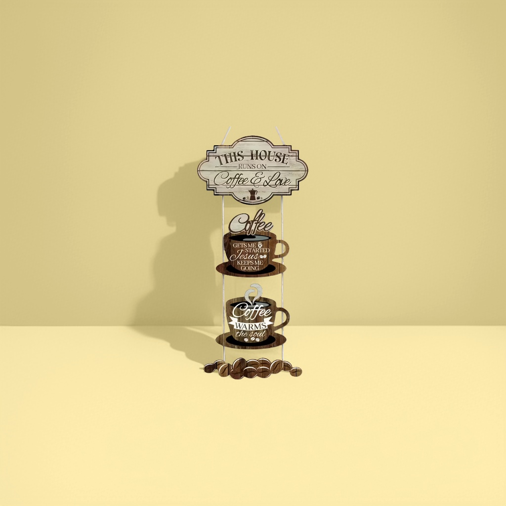 Wooden coffee-themed decorative hanging pieces, wall decorations, home soft furnishing ornaments