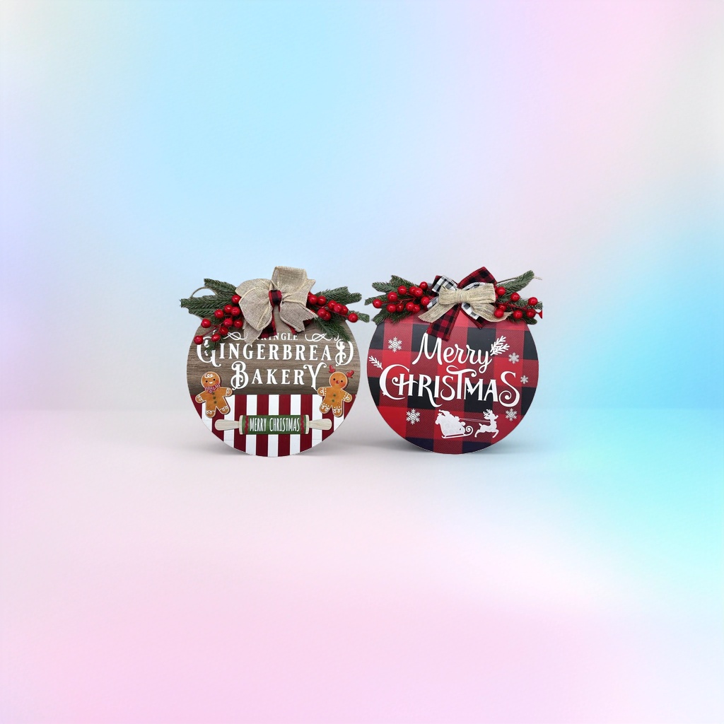 Christmas decorative round hanging ornaments in a wooden retro style for the living room and bedroom, creating a festive atmosphere Application Scenario