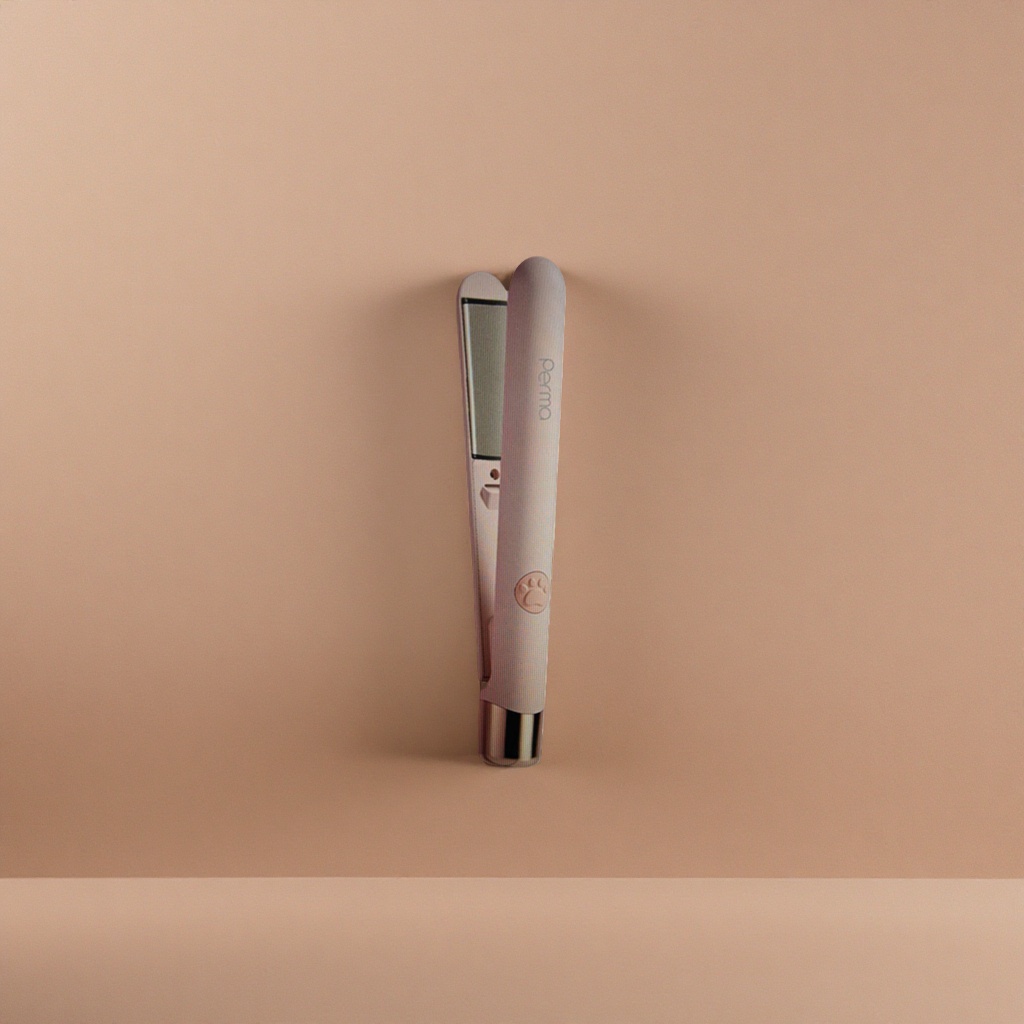 The pink straight hair straightening board, with a constant-temperature ceramic coating, is a dual-purpose hair styling tool for both straightening and curling