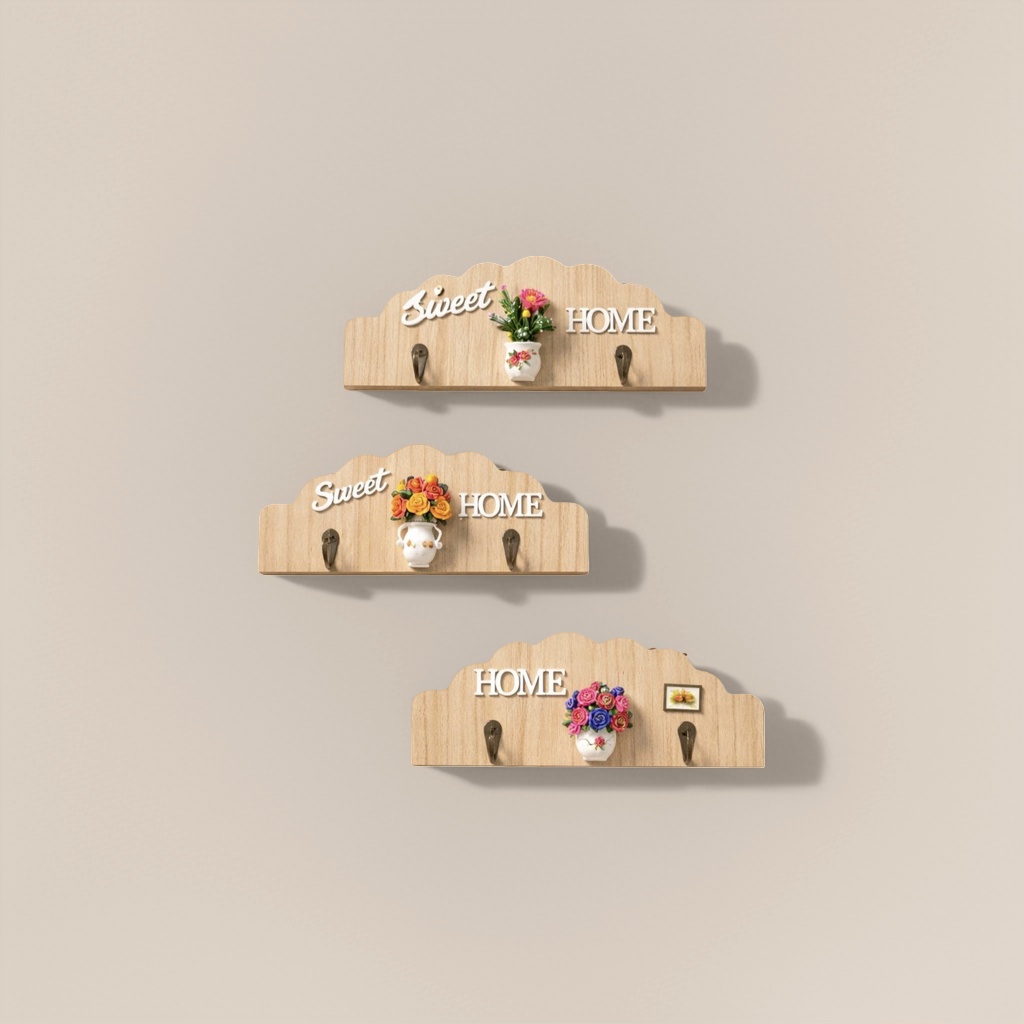 Decorative wooden hook rack, Nordic-style wall-mounted storage rack for the living room entrance Application Scenario