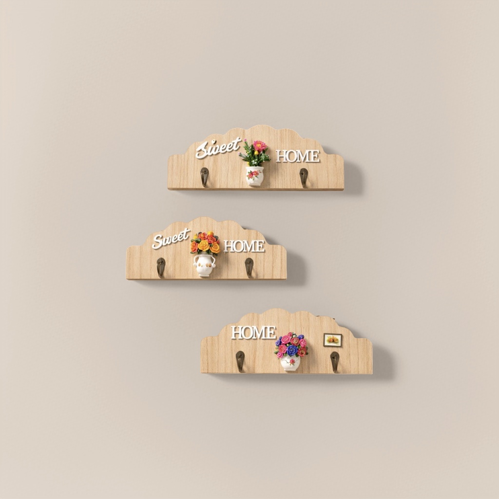 Decorative wooden hook rack, Nordic-style wall-mounted storage rack for the living room entrance Specification image