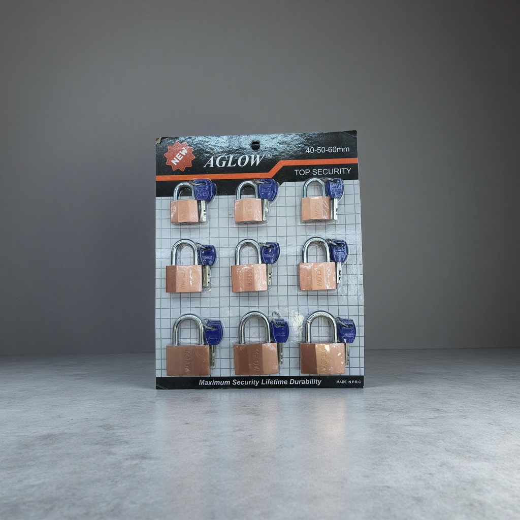 AGLOW's new high-security copper-colored padlock set comes with a key