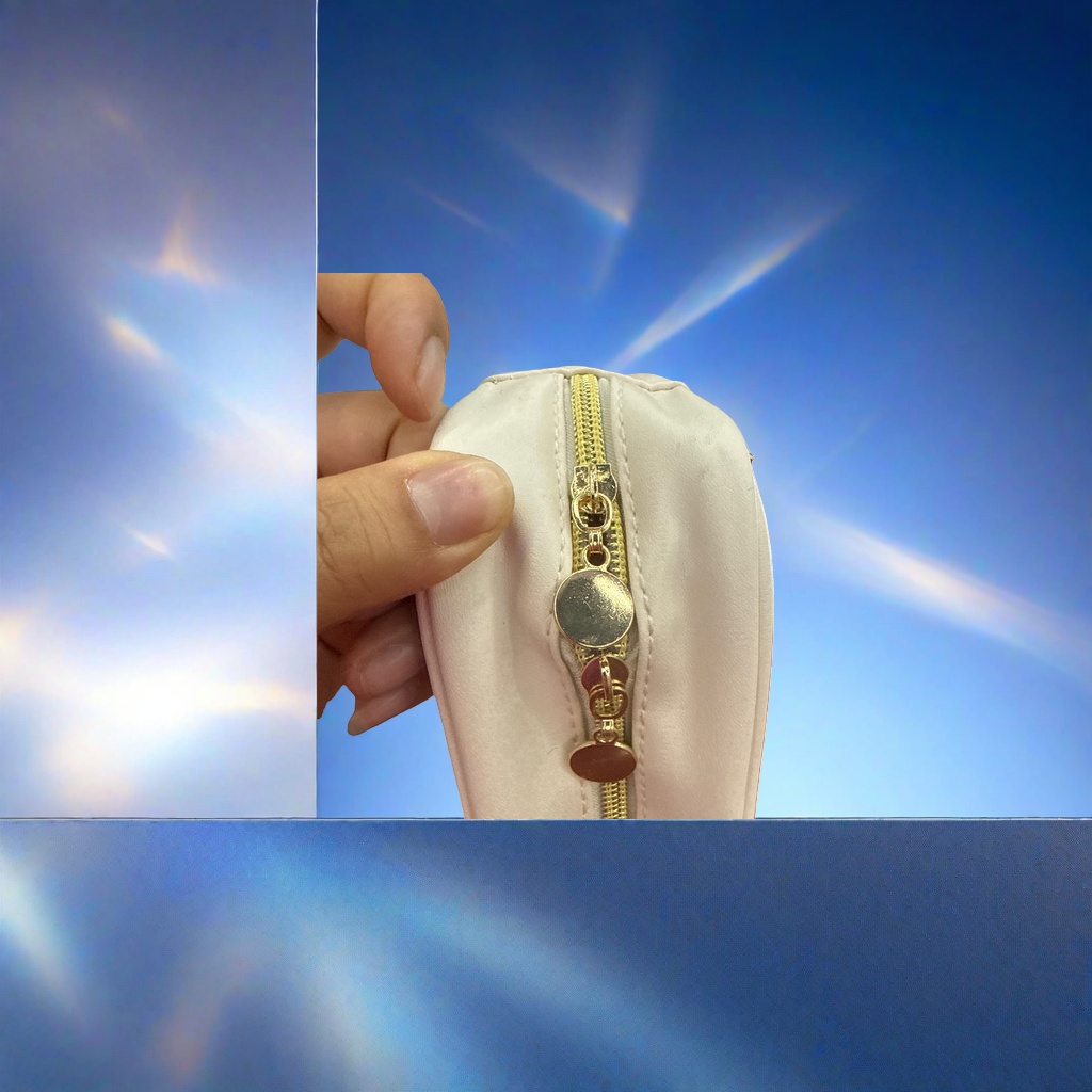 Beige zipper bag, large-capacity portable storage bag, dust-proof and water-proof zipper bag details Picture