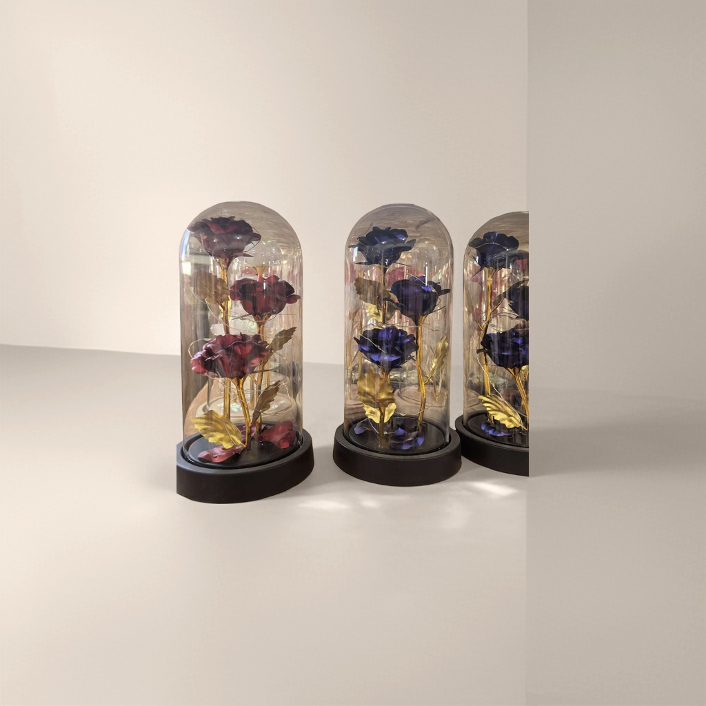玻璃罩装饰玫瑰花永生花摆件客厅卧室桌面创意礼品