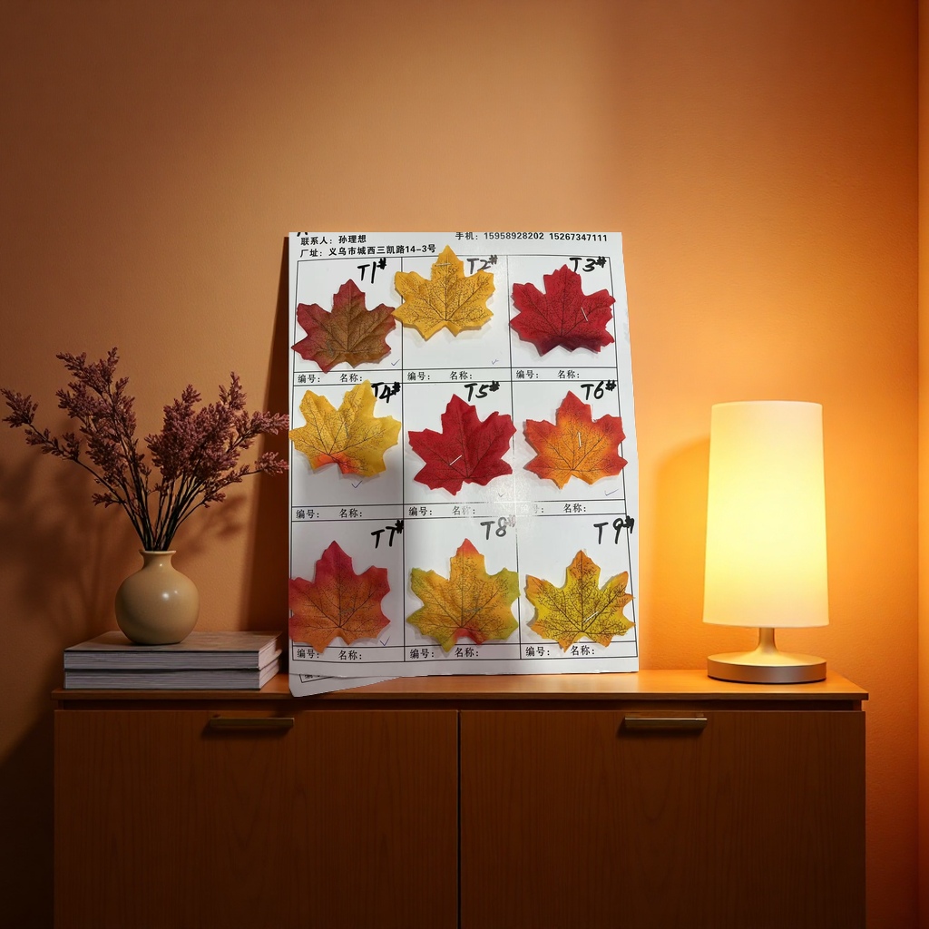 Artificial maple leaf decorative faux maple leaf leaf ornaments create an autumn atmosphere details Picture