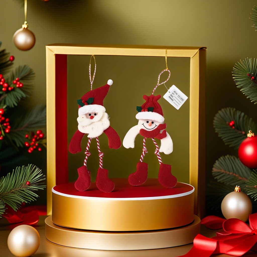 سانتا و رجل الثلج يضعون زينة عيد الميلاد