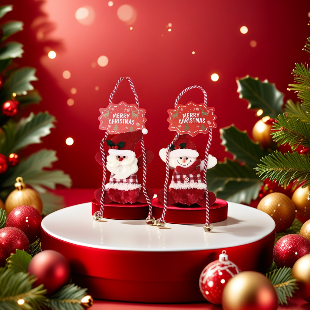 Colgantes de santa y muñeco de nieve colgantes decorativos navideños ambiente festivo accesorios para el hogar details Picture