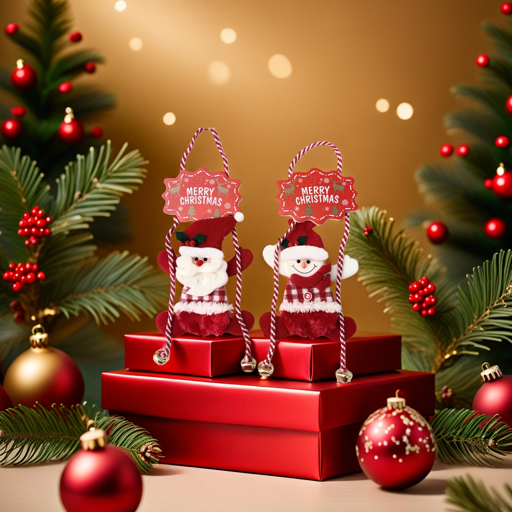 Colgantes de santa y muñeco de nieve colgantes decorativos navideños ambiente festivo accesorios para el hogar Specification image