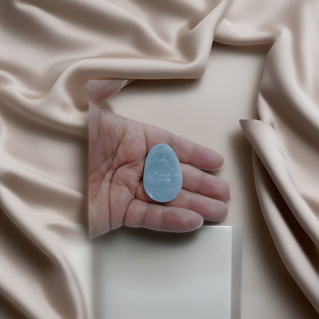 Natural jade pendant, A-grade ice type floating flower women's necklace, exquisite packaging for gifting details Picture