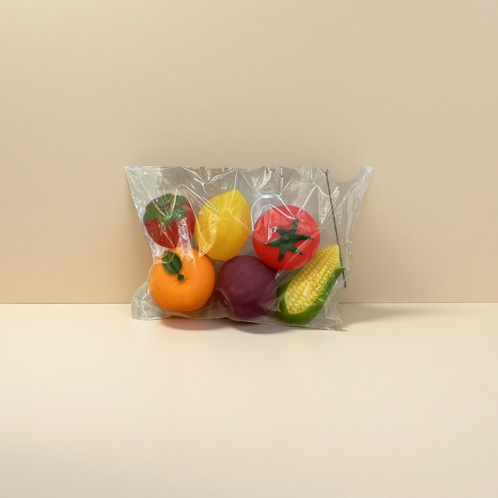 Plástico frutas vegetales cognición temprana juego de juguetes puzzle simulación niños pasar la casa props Specification image