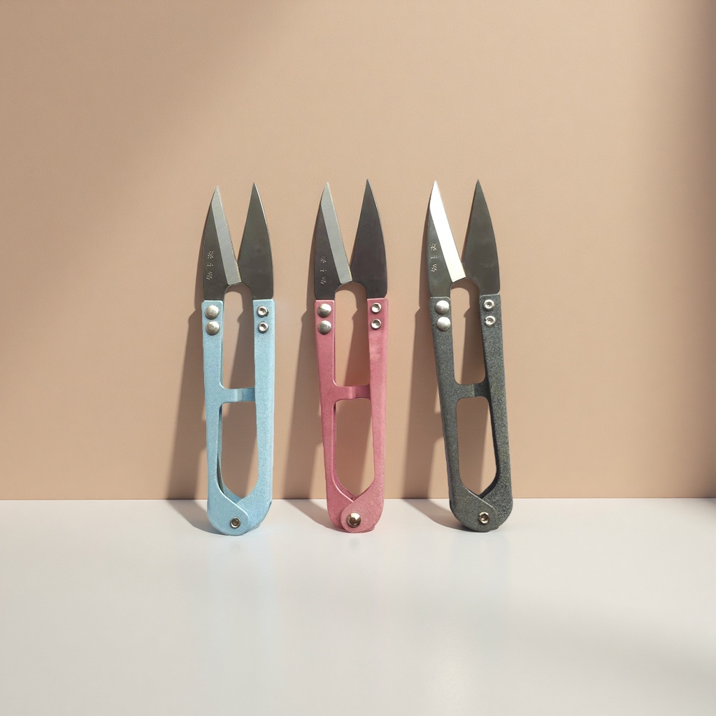 Three sets of colorful folding scissors with stainless steel blades for portable storage, suitable for students and office use Application Scenario