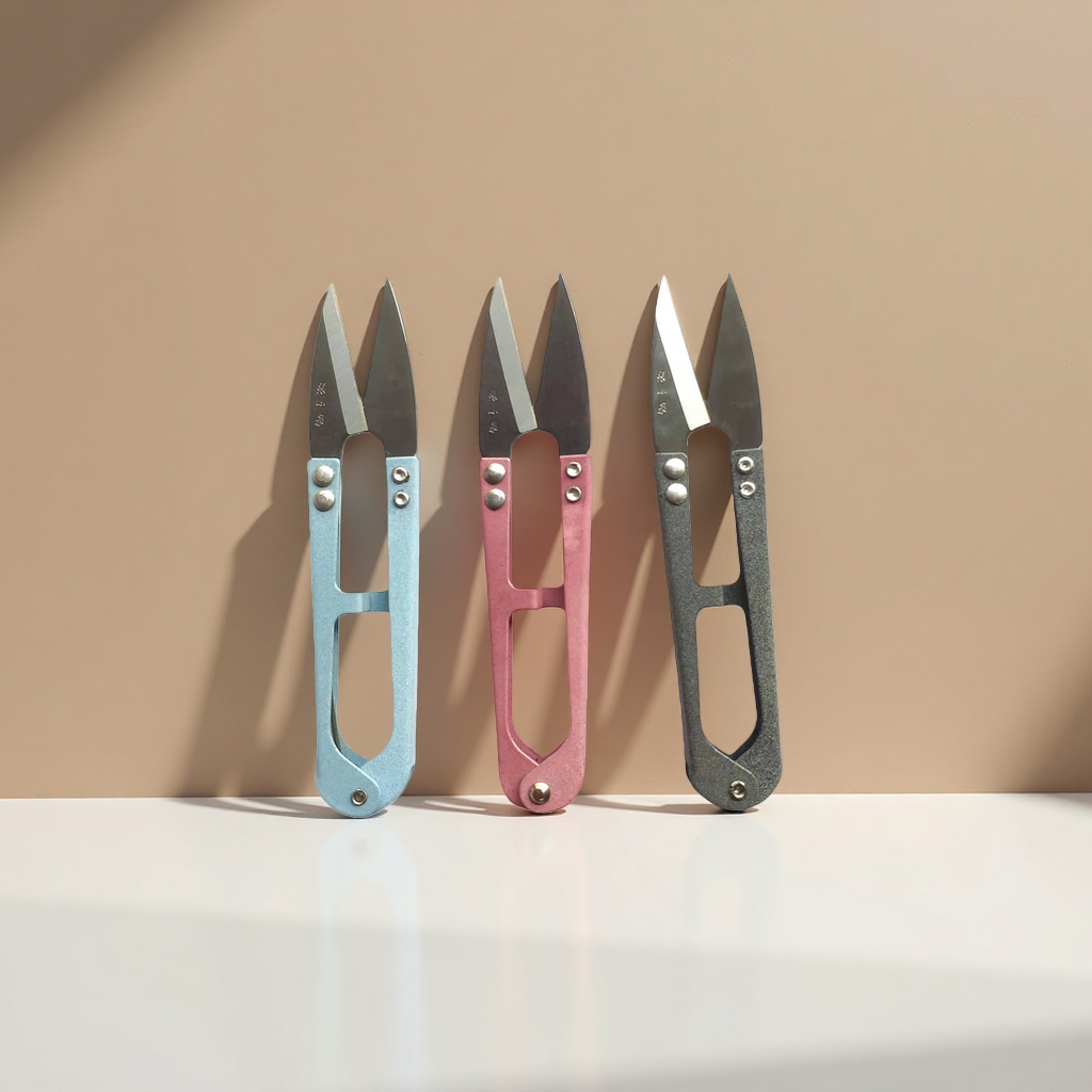 Three sets of colorful folding scissors with stainless steel blades for portable storage, suitable for students and office use details Picture