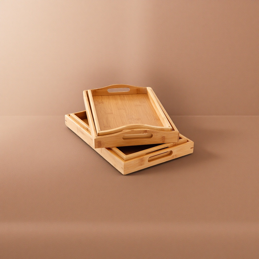 Wooden tray, natural solid wood coffee table, storage tray, Nordic-style home decoration