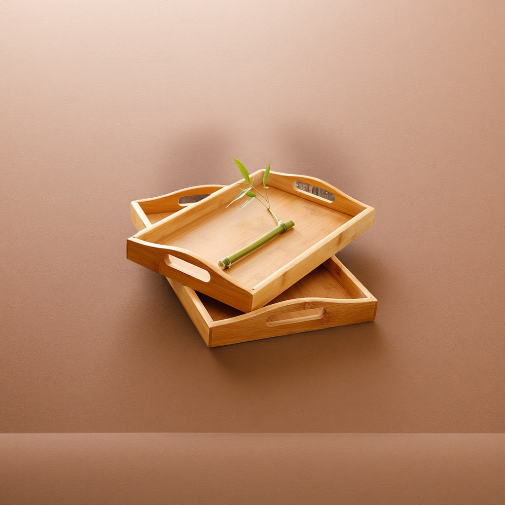 Wooden trays, natural solid wood coffee table trays, Nordic-style home storage trays, round or square options available