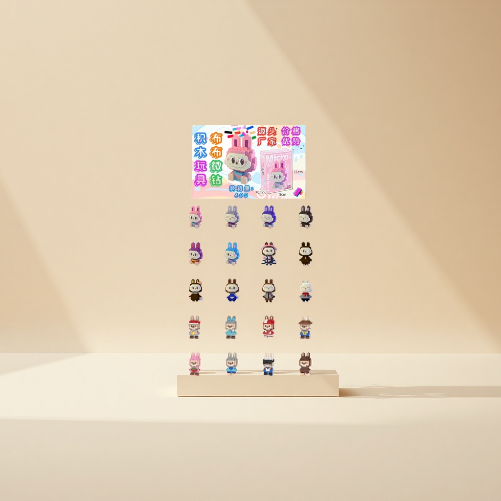 兔子造型微钻积木拼装玩具 精致闪亮创意益智模型