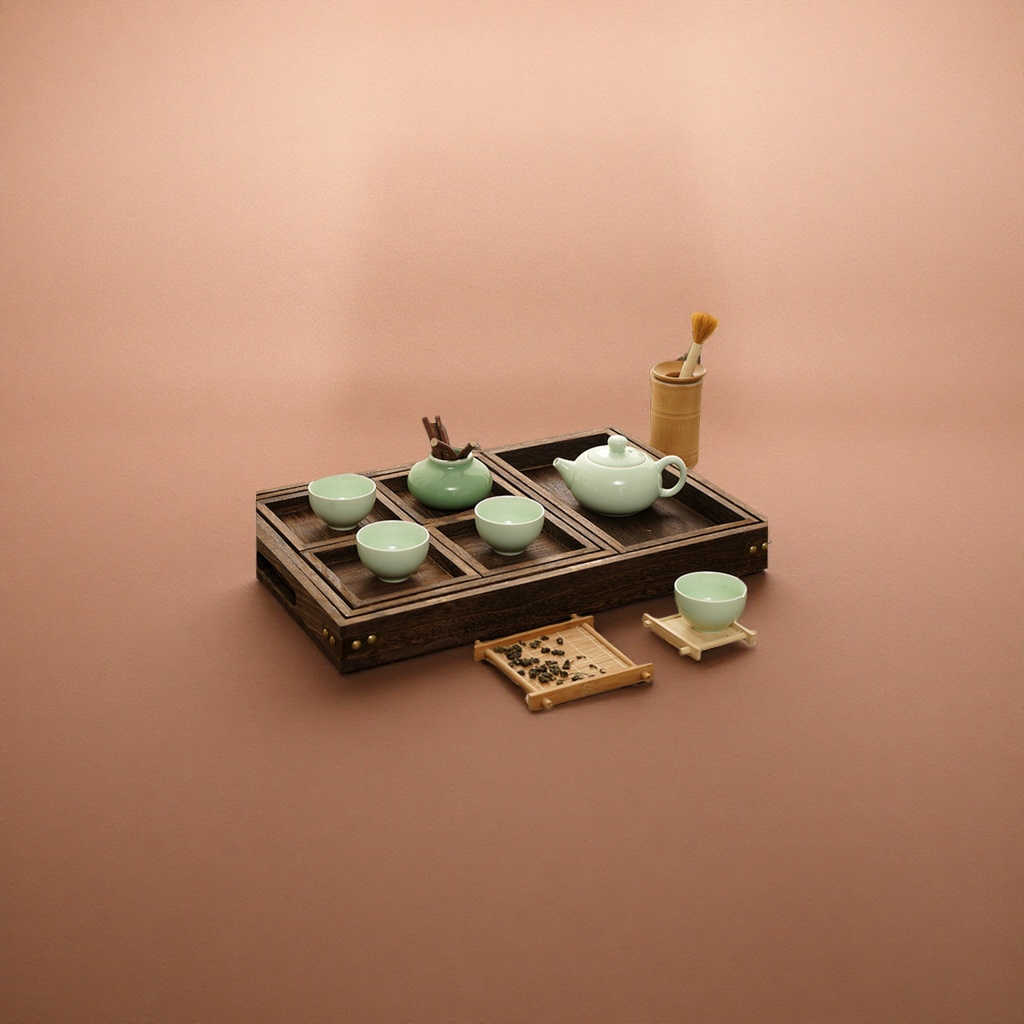 Tea set, ceramic tea set, complete set including teapot, tea cups, fair cup, tea strainer and tea rules Specification image