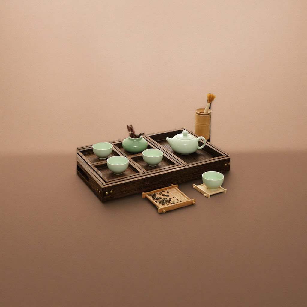 Tea set, ceramic tea set, complete set including teapot, tea cups, fair cup, tea strainer and tea rules Application Scenario